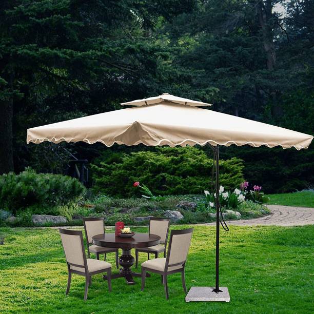 seven star decor 7 star DECOR Luxury Side Pole 9ft Umbrella with 40kg Base Waterproof (Terrace | Cafe | Outdoor | Events | Garden) (Large, Beige) Fabric Gazebo