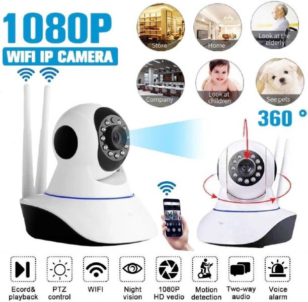 YK RETAIL HD CAMERA WITH 2-WAY AUDIO WITH DOUBLE ANTENNA SMART WIFI 1080P CLEARITY APP BASED V380 Pro Home and Office NIGHT VISION Ultra HD Wireless IP CCTV Camera Security Camera