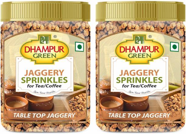 DHAMPUR GREEN Jaggery Sprinkles | Pearls Granules, Chemical Free Jaggery, 200g x 2 Powder Jaggery (200 g ) x 2 Granules Jaggery