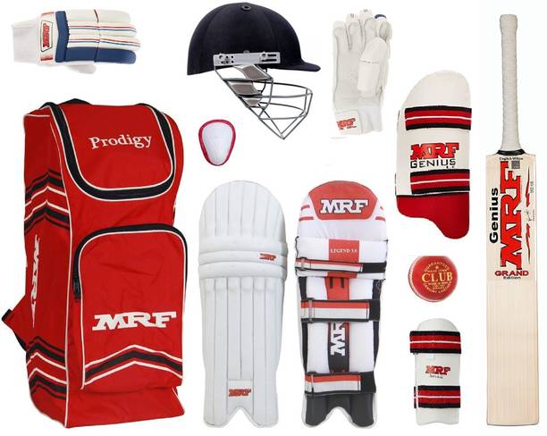 हफ MRF GRAND Edition VK-18 Cricket Set Of 4 No ( Ideal For 8-10 Years ) Complete क्रिकेट किट