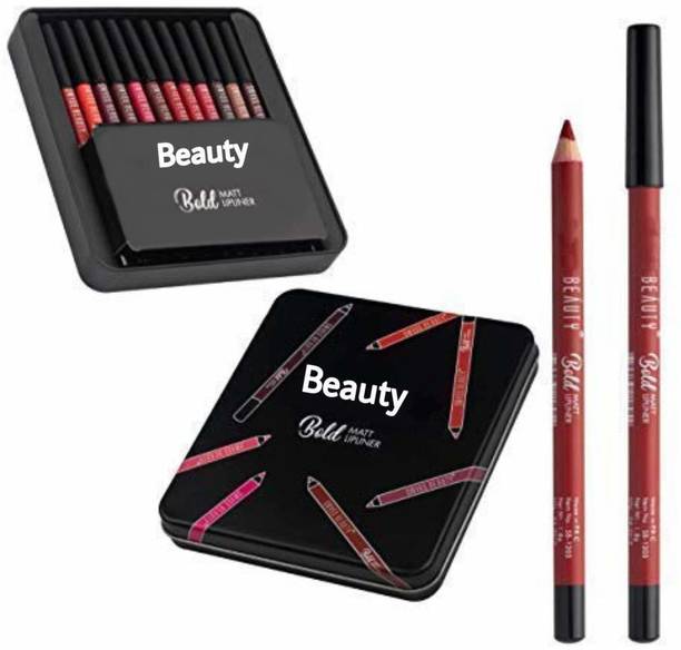 KIRA Bold Matt Lip Liner Set Of 12 With Storage Box.