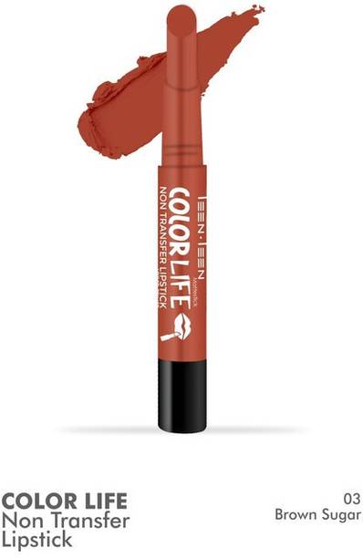 Teen.Teen COLORLIFE NON TRANSFER WATER PROOF LONG LASTING MATTE LIPSTICK (M-03 Brown Sugar, 2.1 g)