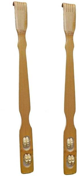 LyqArt LT0341 Wooden Handmade Back Self-Massager Itching Stick | Back Itching Stick with Double ball Massager | Back Scratcher Khujli Stick, Hand Massager | Massage Tool For Men Women Kids With Non Slip Handle (Set of 2) Massager