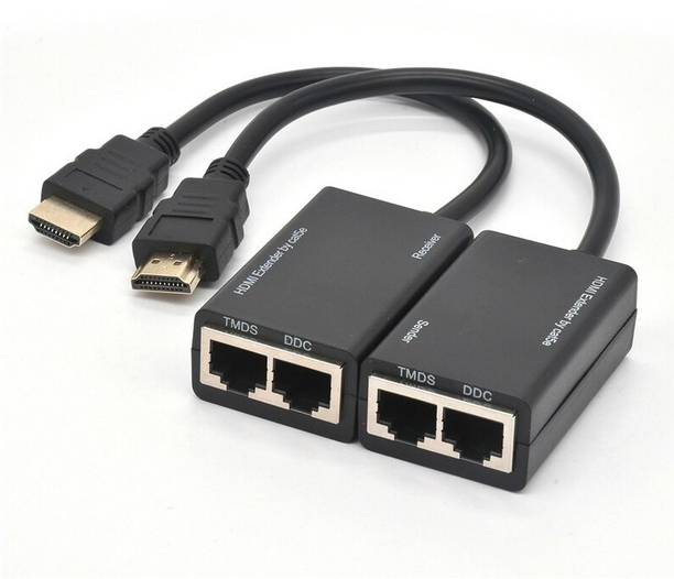 microware HDMI-Compatible TO Dual RJ45 by CAT5e CAT6 UTP LAN Ethernet Balun Extender Repeater FUll HD 1080P 30M for PS3 STB HD-DVD Media Streaming Device