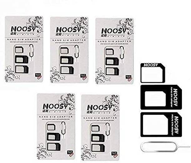 SANNO WORLD (Pack of 5) 4 in 1 Noosy SIM Card Adapter Kit Nano, Micro,Needle for iPhone, Moto E, Nokia (3 Pcs) Sim Adapter