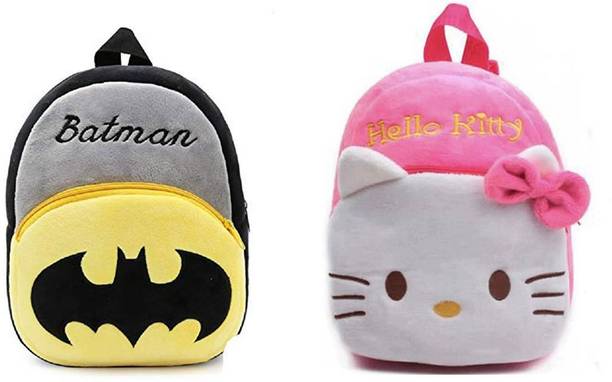 Afya Soft Toy Bag Batman & Hello Kitty Plush Bag For Cute Kids 2-5 Years Plush Bag Waterproof Plush Bag