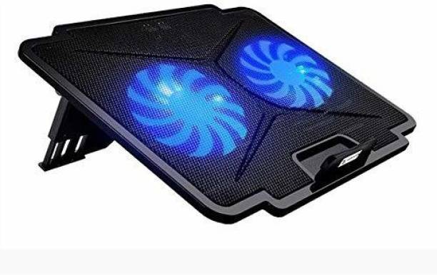 TARKAN Dual Fan Cooling Pad with Dual LED, Fan Control Switch, USB 2.0 Hub, Multi Angle Stand, Suitable for upto 15.6 inch Laptops Cooling Pad
