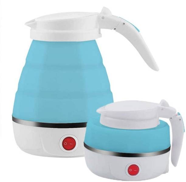 eshoppers Travel Folding Electric Kettle | Fast Boiling | Food Grade Silicone | Beautiful Design Collapsible | Portable | Foldable | Boil Dry Protection (Blue) Electric Kettle