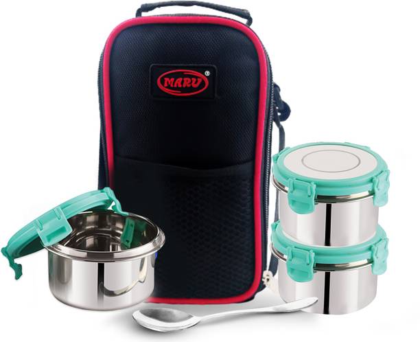 MARU GREEN TIFFIN 250+350 3 Containers Lunch Box