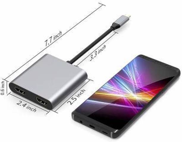 Tobo 4 IN 1 USB C to Dual HDMI Adapter 4K @ 60hz, 4 in 1 Type C to Dual HDMI, USB 3.0 Port, USB C PD Charge Compatible with MAC OS, Windows, Android, Linux USB C Device HDMI Connector 3840 inch Blu-ray Player