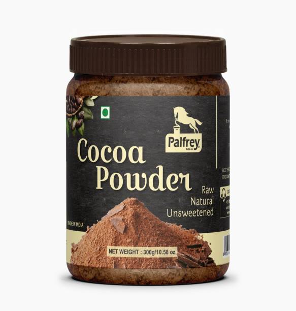 PALFREY Unsweetened & Natural 300g Cocoa Powder for Making Chocolate Cake, Cookies, Bread, Shake, Brownies, Desserts | Vegan, Keto & Gluten Free With Jar Pack Cocoa Powder