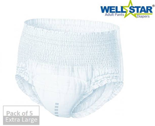 Wellstar Adult Diaper Pant style Unisex Extra Large 5 Pcs, Waist Size (90-125 cms | 35-49 inch) Adult Diapers - XL