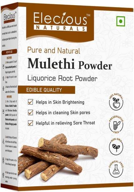 Elecious Mulethi Powder For Body, Skin, Face and Hair, Skin Whitening | Yashtimadhu Powder, Liquorice Powder for Eating