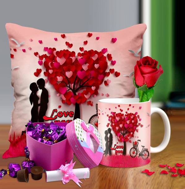 Midiron Gift for girlfriend, Gift for wife, anniversary gift, birthday gift, valentines gift ( chocolate, rose, greeting card, mug, cushion) Ceramic, Fiber, Plastic, Paper Gift Box
