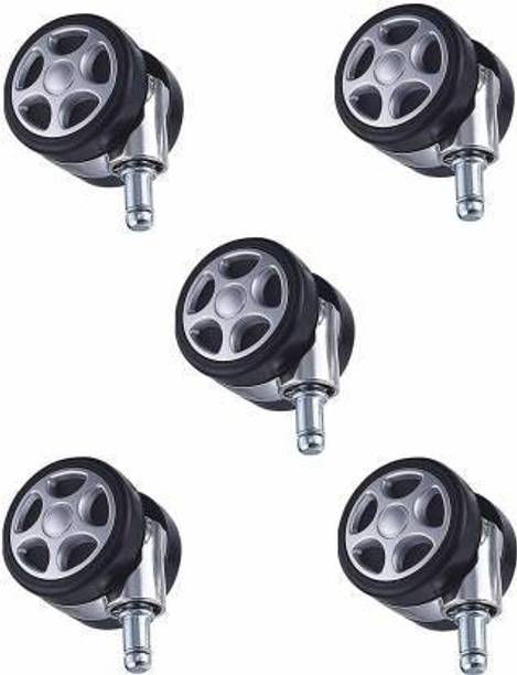 KindleArt Heavy Duty Alloy Thread Twin Caster Wheels Tyres Suitable for All Office Chairs/REVOLVING Chair(Chrome and Black) Appliance Furniture Caster