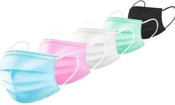 Wellstar Protective Face Mask with NOSE CLIP CE ISO & GMP Certified Bacterial Filtration 150Pc 3 Ply Surgical Mask ( MULTICOLOUR ) Surgical Mask With Melt Blown Fabric Layer Non-Washable, Water Resistant Surgical Mask With Melt Blown Fabric Layer