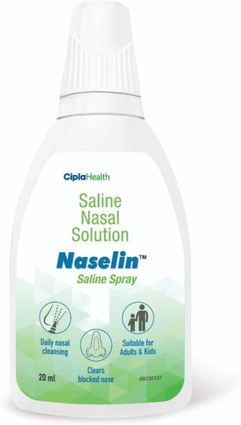 Cipla Naselin Saline Spray 20 ML ( 10 pack) Manual Nasal Aspirator
