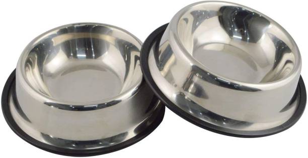 Furever Friends Stainless Steel Dog Bowl with Rubber Base for Food and Water Bowls Stainless Steel Pet Bowl