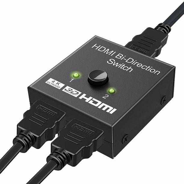 InfiZone  TV-out Cable 2 Port 2 in 1 bidrectional HDMI Switch Cum Splitter, 2 Port HDMI Switch Switcher, 2 in 1 Out and 1 in 2 Out, Supports 4K 2K 3D Full HD 1080p, Latest 2019 Arrival, 1 Year Brand Warranty