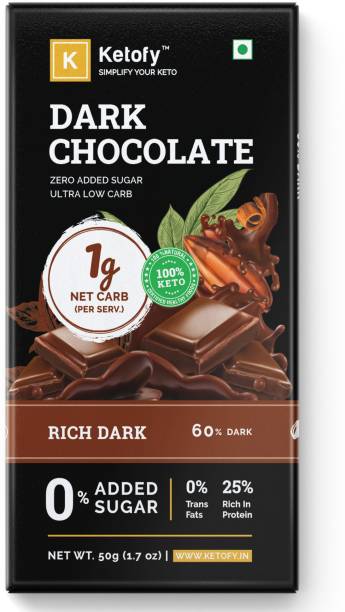 Ketofy Dark Keto Chocolate | Sugar Free Unsweetened Intense Dark Chocolate | No Maltitol | Gluten Free Bars