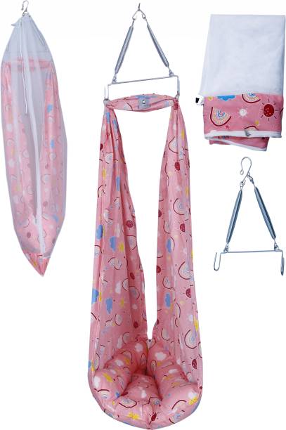U2CUTE Baby Cradles, Baby Jhula, Jhoola,! Little, Baby Hanging Swing Cradle with Mosquito net and Spring, Hot Deal Wholesale Price(TODDLER) (PINK)