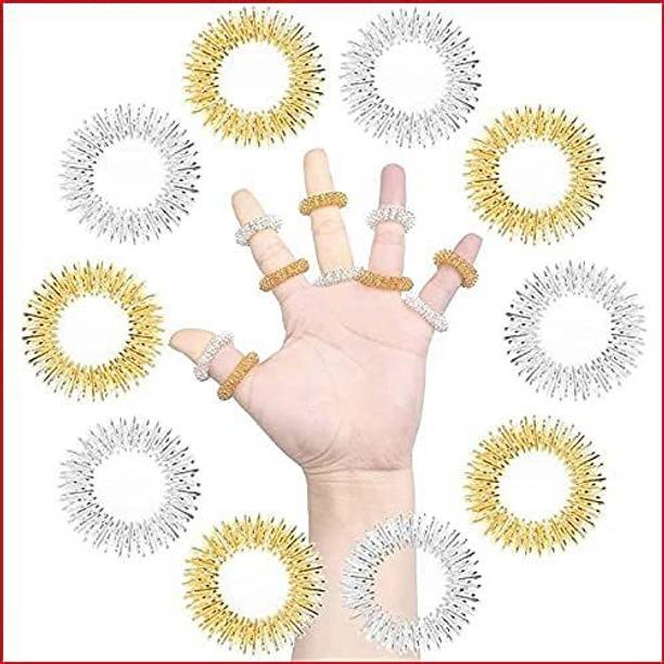 Acs AG ACS Sujok Ring meridians point pressure withFinger Massage for metal ring silver 5 & golden 5 set of 10 Massager