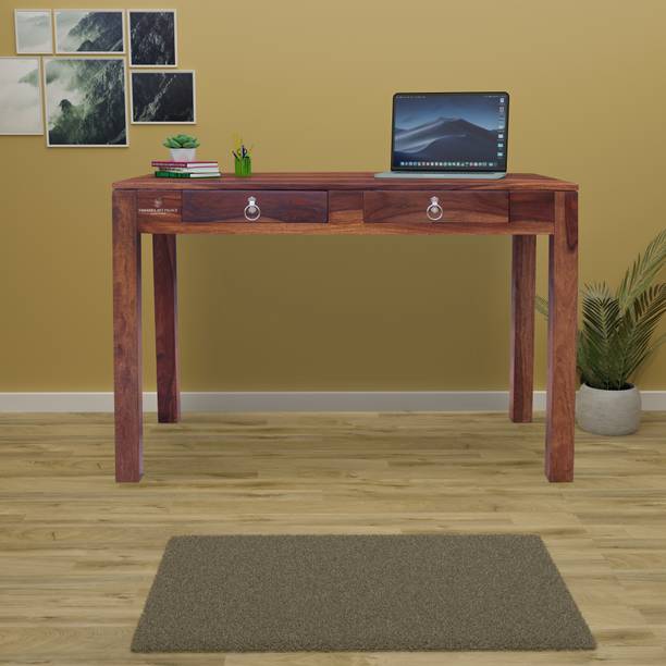 Tamannaartpalace Solid Wood Large Study Table with Two Drawers in Natural Honey Oak Finish with Storage, DIY (Do It Yourself) Solid Wood Study Table