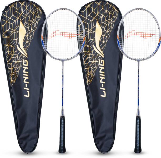 LI-NING Smash XP 80 IV (Set of 2 + 2 Full Covers) (Grey) Blue Strung Badminton Racquet