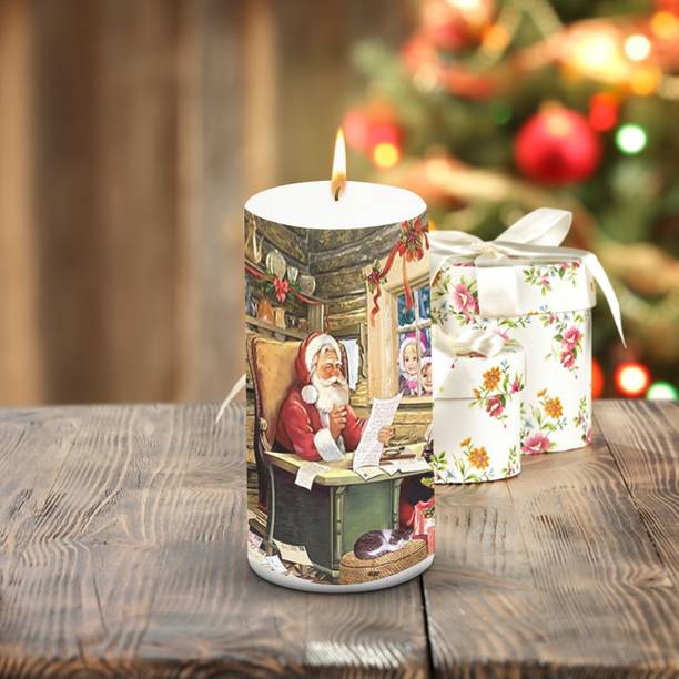 AuraDecor Unscented Santa Book Reading (Size:-3*6 Inch) Candle