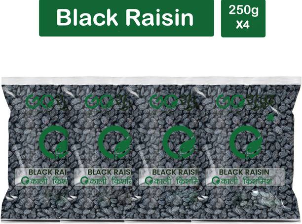 Goshudh Premium Quality Kali Kishmish (Seedless Black Raisin)-250gm (Pack Of 4) Raisins