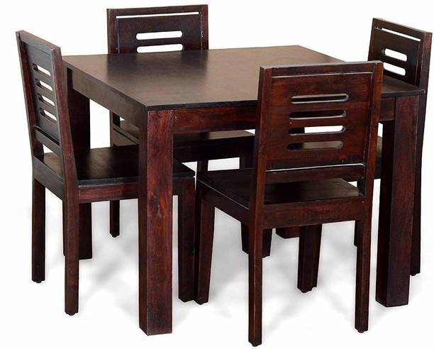 CLANECRAFT Solid Sheesham Wood Four Seater Dining Set For Dining Room/ Hotel | Solid Wood 4 Seater Dining Set