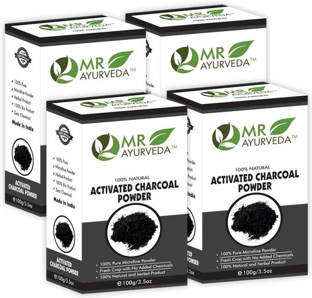 MR Ayurveda Activated Charcoal Powder | Activated Charcoal Powder for Face - Set of 4