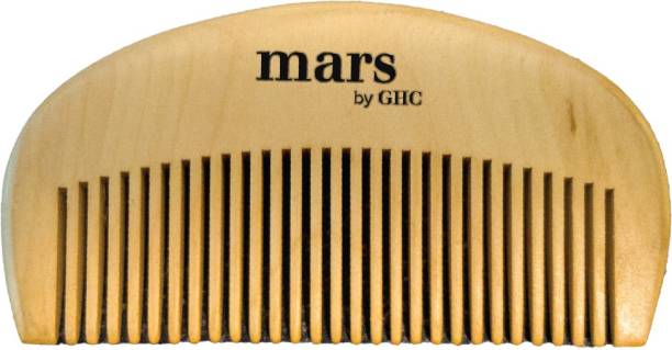 mars by GHC Wooden Beard Comb | Made With Neem Wood | Better Beard Shape | Pocket Size