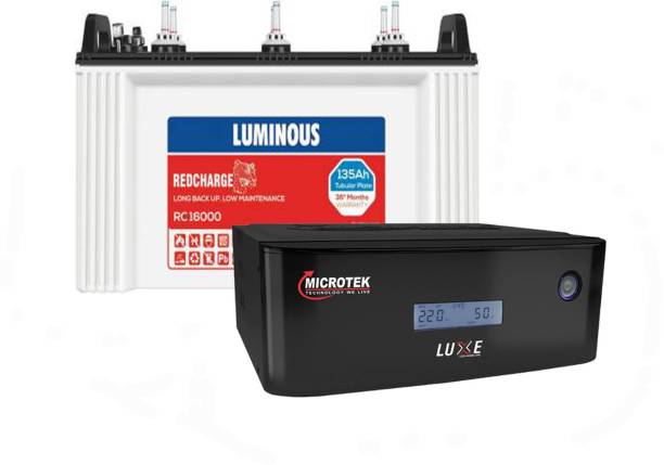 LUMINOUS RedCharge RC16000 +MICROTEK UPS LUXE SW 1200 (12V) Tubular Inverter Battery