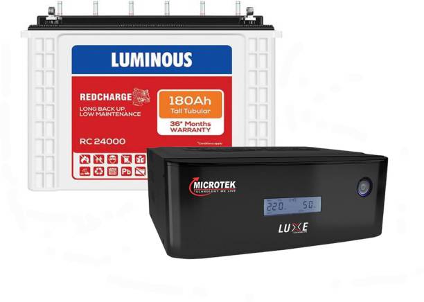 LUMINOUS RC 24000 +MICROTEK UPS LUXE SW 1200 (12V) Tubular Inverter Battery