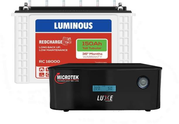 LUMINOUS RC18000 +MICROTEK UPS LUXE SW 1200 (12V) Tubular Inverter Battery