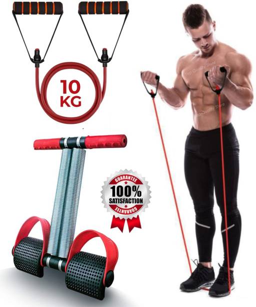 Top Quality Store Double Spring Premium Natural Latex and Thread Count Nylon, Foam Wrapped Handle Tummy Trimmer with Exercise Resistance Toning Stretchable Tube for Abdominal and Full Body Workou Fitness Accessory Kit Kit