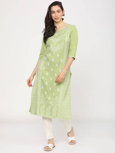 Women Paisley Polyester Straight Kurta