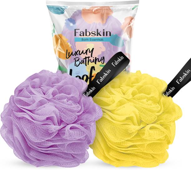 Fabskin Luxury Bathing loofah Couples Pack of 2 (Purple and Yellow Color)