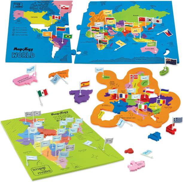 इमागिमके Mapology India & World with Capitals-Educational Toy for Kids Above 5 Years