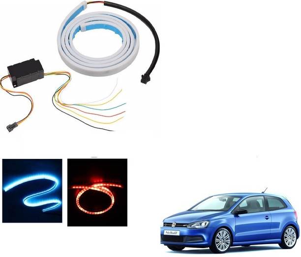 AuTO ADDiCT LED Dicky Light Ice Blue & Red DRL Brake with Side Turn Signal & Parking Indication Dicky, Trunk, Boot Strip Light For Volkswagen Polo GT Car Fancy Lights