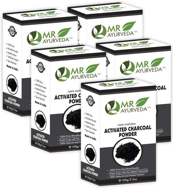 MR Ayurveda 100% Natural Activated Charcoal Powder | Activated Charcoal Powder for Face - Pack of 5