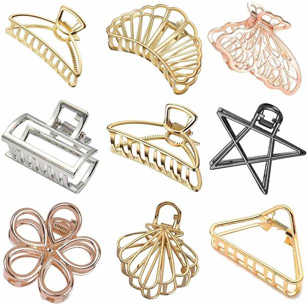 मायरा कलेक्शन pack of 9 Imported Metal Material Butterfly Hair Clips For Women