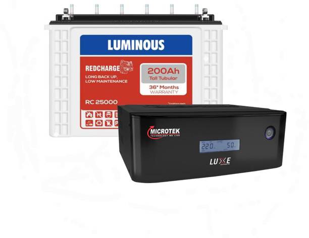 LUMINOUS RedCharge RC25000 +MICROTEK UPS LUXE SW 1400 Tubular Inverter Battery