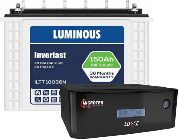 LUMINOUS ILTT18036N+MICROTEK UPS LUXE SW 1400 Tubular Inverter Battery