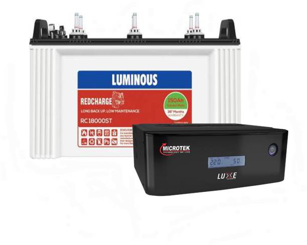 LUMINOUS RedCharge RC18000ST+MICROTEK UPS LUXE SW 1400 Tubular Inverter Battery
