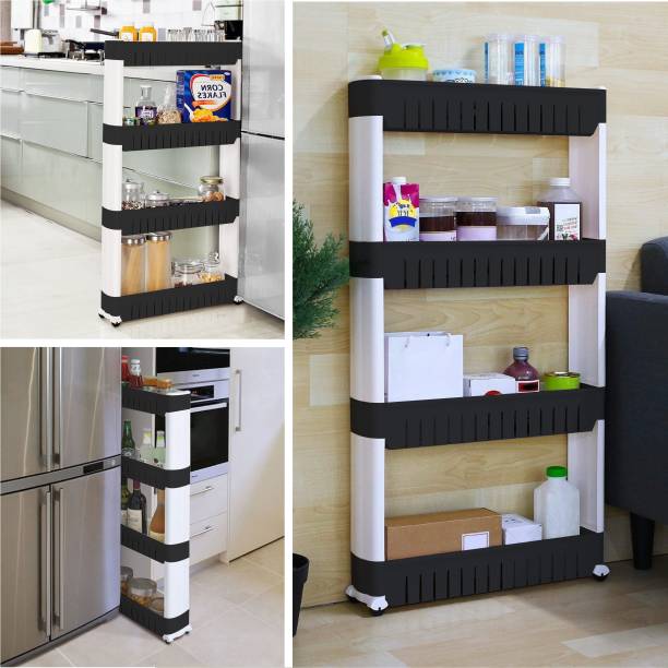 TNT The Next Trend 4 Layer Multipurpose Kitchen Storage Rack with Wheels. Plastic Kitchen Cabinet