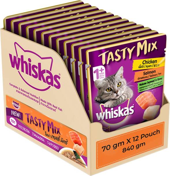 Whiskas Tasty Mix Salmon 0.84 kg (12x0.07 kg) Wet Adult Cat Food
