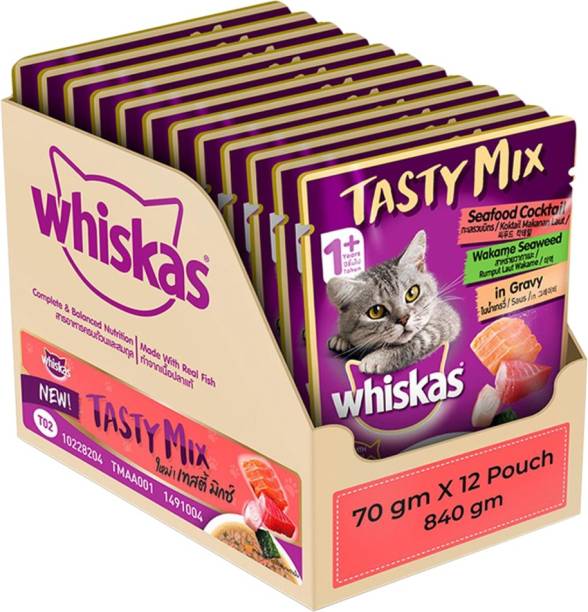 Whiskas Tasty Mix Sea Food 0.84 kg (12x0.07 kg) Wet Adult Cat Food