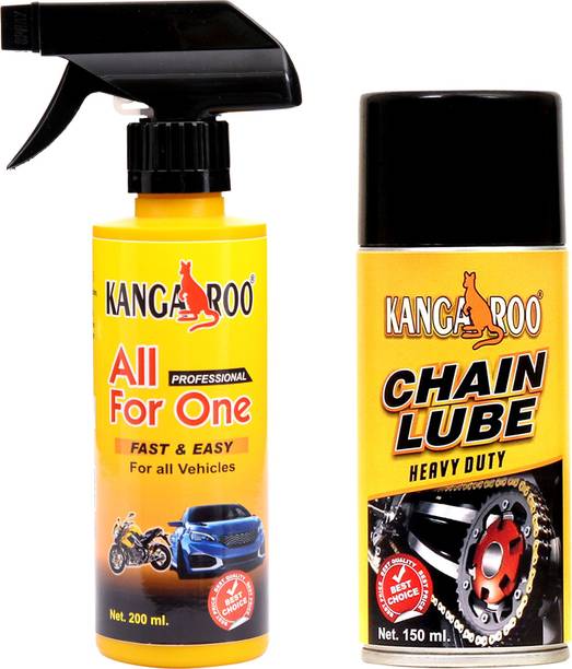 KANGAROO Chain Lube 150 Ml + All-for-One 200 Ml ( Moter Bike Polish and Chain Lube ) Chain Oil
